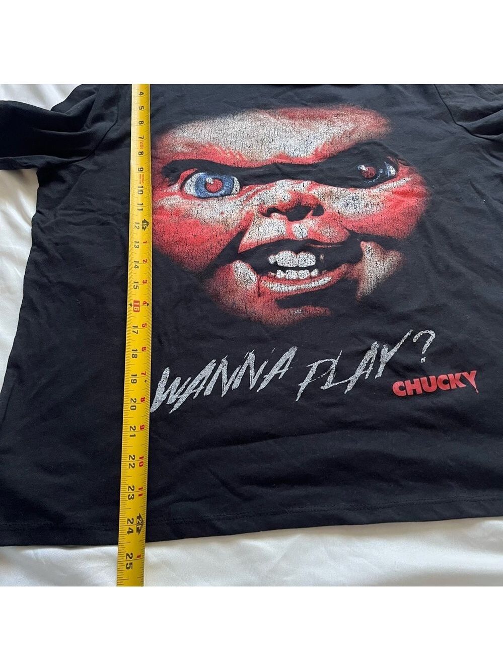 Chucky Wanna Play? Horror Movie Halloween Graphic Tee Medium - Picture 6 of 7